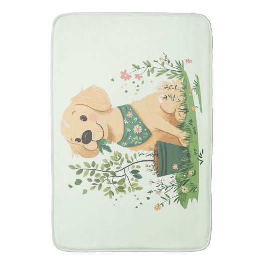 Earth Day Golden Retriever Hondentuin Badmat (Voorkant Verticaal)