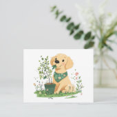 Earth Day Golden Retriever Hondentuin Briefkaart (Staand voorkant)