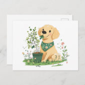 Earth Day Golden Retriever Hondentuin Briefkaart (Voorkant / Achterkant)