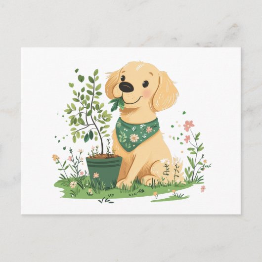 Earth Day Golden Retriever Hondentuin Briefkaart (Voorkant)