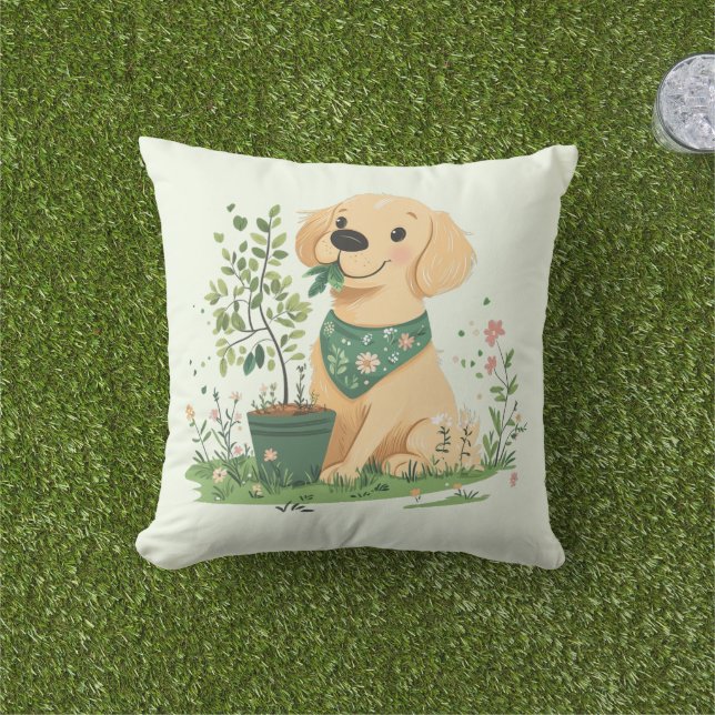 Earth Day Golden Retriever Hondentuin Buitenkussen (Gras)