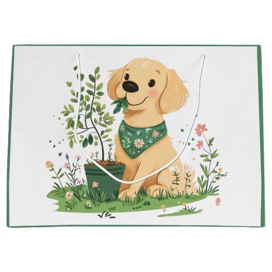 Earth Day Golden Retriever Hondentuin Groot Cadeauzakje (Voorkant)