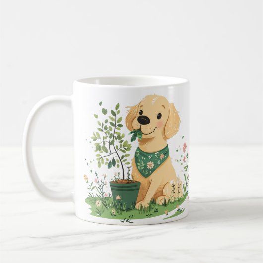 Earth Day Golden Retriever Hondentuin Koffiemok (Links)