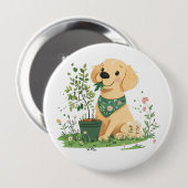 Earth Day Golden Retriever Hondentuin Ronde Button 4,0 Cm (Voorkant /achterkant)