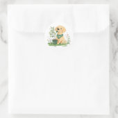 Earth Day Golden Retriever Hondentuin Ronde Sticker (Tas)