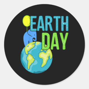Earth Day Great  Earth Day Elephant Shirt Ronde Sticker