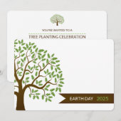 Earth Day Green Invitation Kaart (Voorkant / Achterkant)