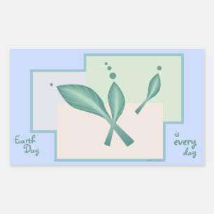 Earth Day Green Pink Blauwgroen Pastels Artsy Leav Rechthoekige Sticker