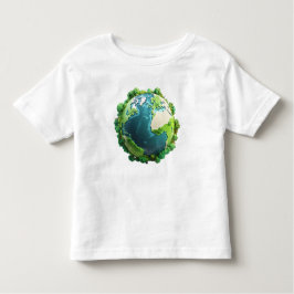 Earth Day - Groene en blauwe aarde met bomen Kinder Shirts