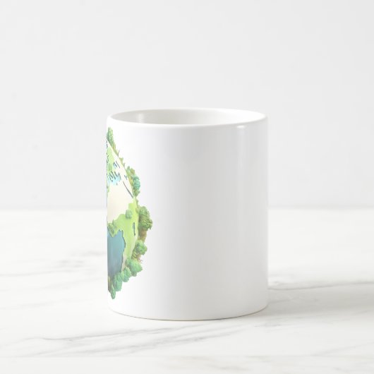 Earth Day - Groene en blauwe aarde met bomen Koffiemok (Center)