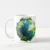 Earth Day - Groene en blauwe aarde met bomen Koffiemok (Links)