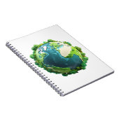 Earth Day - Groene en blauwe aarde met bomen Notitieboek (Rechterzijde)