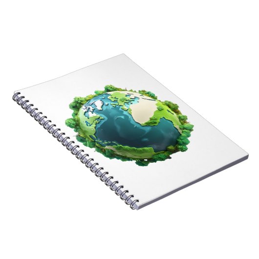 Earth Day - Groene en blauwe aarde met bomen Notitieboek (Rechterzijde)