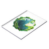 Earth Day - Groene en blauwe aarde met bomen Notitieboek (Linkerzijde)