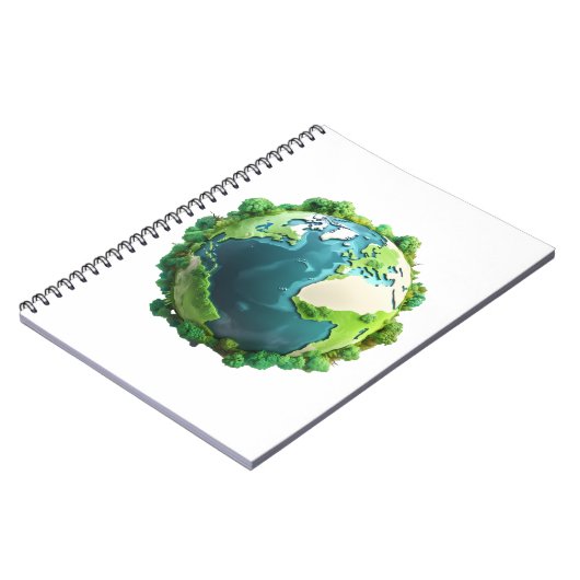 Earth Day - Groene en blauwe aarde met bomen Notitieboek (Linkerzijde)