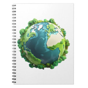 Earth Day - Groene en blauwe aarde met bomen Notitieboek
