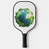Earth Day - Groene en blauwe aarde met bomen Pickleball Paddle (Voorkant)