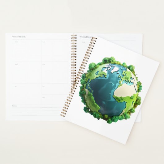 Earth Day - Groene en blauwe aarde met bomen Planner (Display)