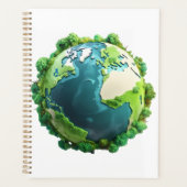 Earth Day - Groene en blauwe aarde met bomen Planner (Voorkant)