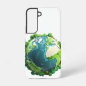 Earth Day - Groene en blauwe aarde met bomen Samsung Galaxy Hoesje (Achterkant)
