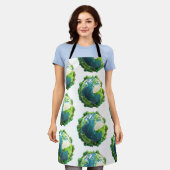 Earth Day - Groene en blauwe aarde met bomen Schort (Gedragen)