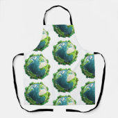 Earth Day - Groene en blauwe aarde met bomen Schort (Voorkant)