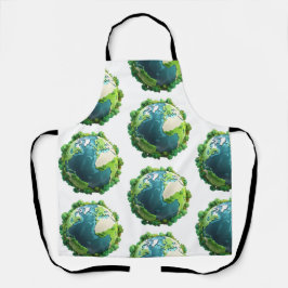 Earth Day - Groene en blauwe aarde met bomen Schort