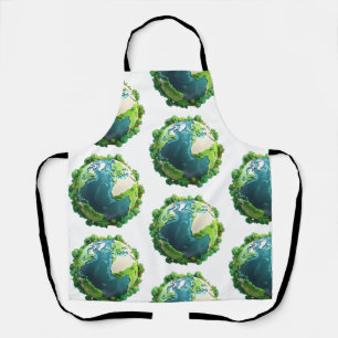 Earth Day - Groene en blauwe aarde met bomen Schort