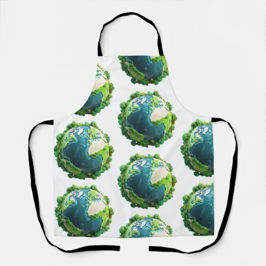 Earth Day - Groene en blauwe aarde met bomen Schort (Voorkant)