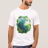 Earth Day - Groene en blauwe aarde met bomen T-shirt (Voorkant)