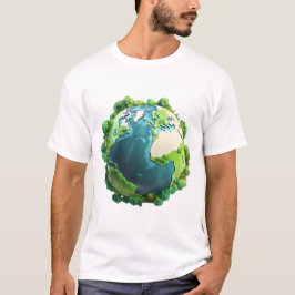 Earth Day - Groene en blauwe aarde met bomen T-shirt