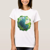 Earth Day - Groene en blauwe aarde met bomen T-shirt (Voorkant)