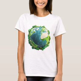 Earth Day - Groene en blauwe aarde met bomen T-shirt