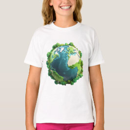Earth Day - Groene en blauwe aarde met bomen T-shirt
