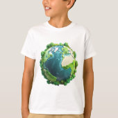 Earth Day - Groene en blauwe aarde met bomen T-shirt (Voorkant)