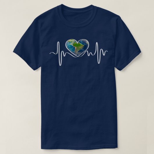 Earth Day Heartbeat Planet Jubileum Earth Day T-shirt (Design voorkant)