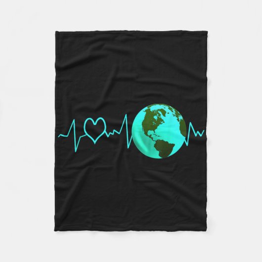 Earth Day Heartbeat Recycling Climate Change Actio Fleece Deken (Voorkant)