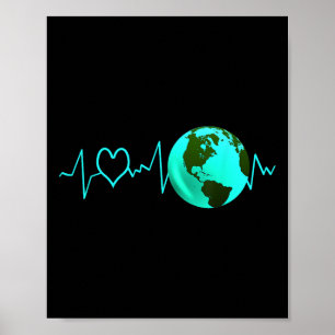 Earth Day Heartbeat Recycling Climate Change Actio Poster