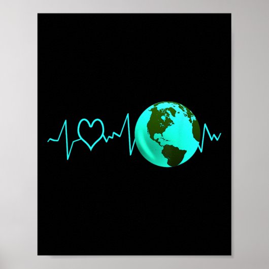 Earth Day Heartbeat Recycling Climate Change Actio Poster (Voorkant)