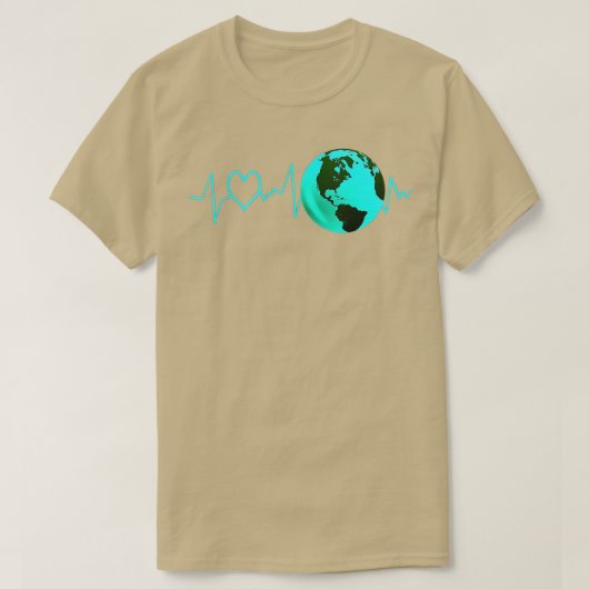 Earth Day Heartbeat Recycling Climate Change Actio T-shirt (Design voorkant)