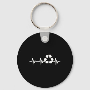 Earth Day Heartbeat Recycling Recyclen voor mannen Sleutelhanger