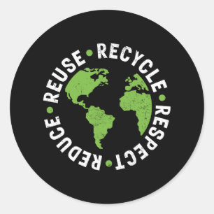 Earth Day Hergebruik Recyclen respect te verminder Ronde Sticker