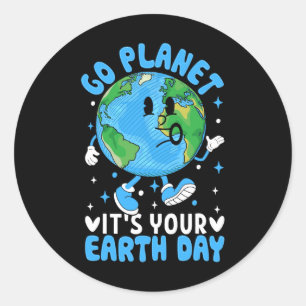 Earth Day Kinder peuterjongens Schattigee planeet Ronde Sticker