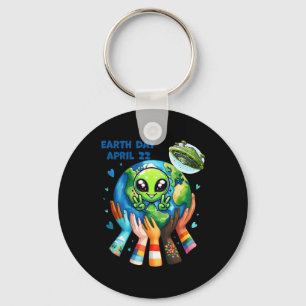 Earth Day Kinder vrouwen en Mannen Happy Alien Sch Sleutelhanger
