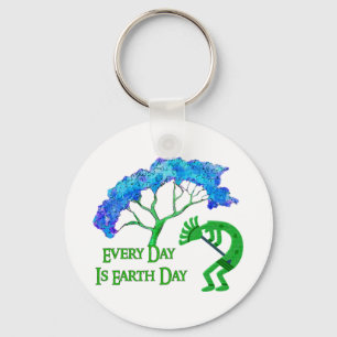 Earth Day Kokopelli Sleutelhanger