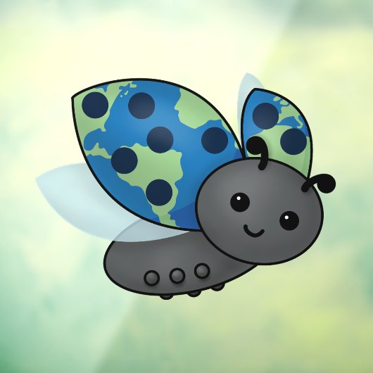 Earth Day Ladybug Raamsticker (Vel 3)