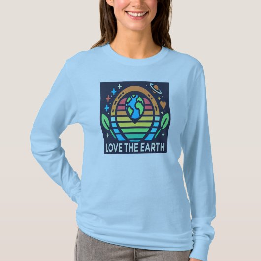Earth Day Long Sleeve Duurzame Aarde Liefde T-shirt (Voorkant)