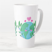 Earth Day Love Earth Glimlachend Latte Mok (Rechterhoek)
