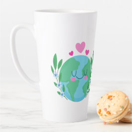 Earth Day Love Earth Glimlachend Latte Mok