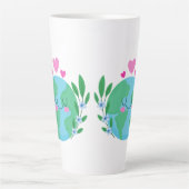 Earth Day Love Earth Glimlachend Latte Mok (Voorkant)